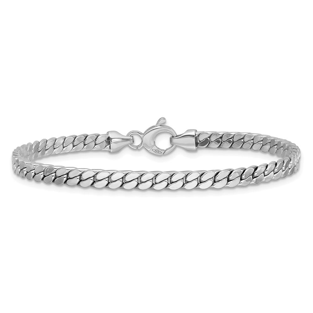 14K White Gold Polished Fancy Curb Link Bracelet