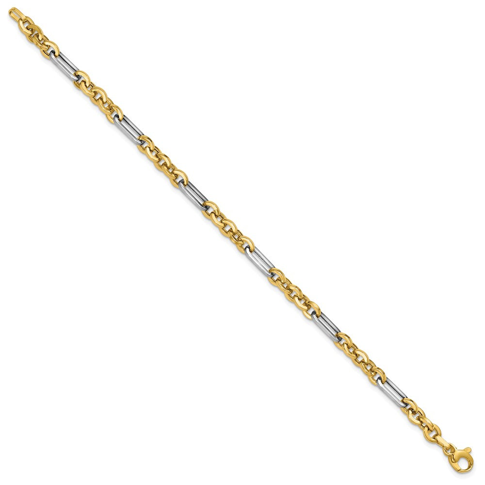 14K with White Rhodium Polished Cable and Paperclip Link Bracelet