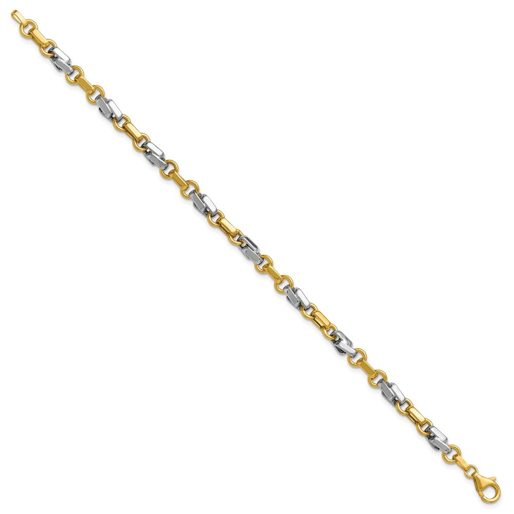 14K with White Rhodium Polished Fancy Link Bracelet