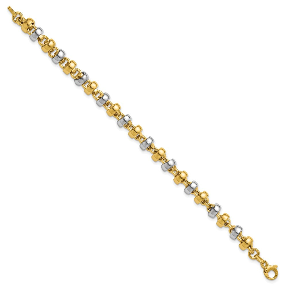 14K with Wht Rhodium Polish Moveable Beaded Link Bracelet