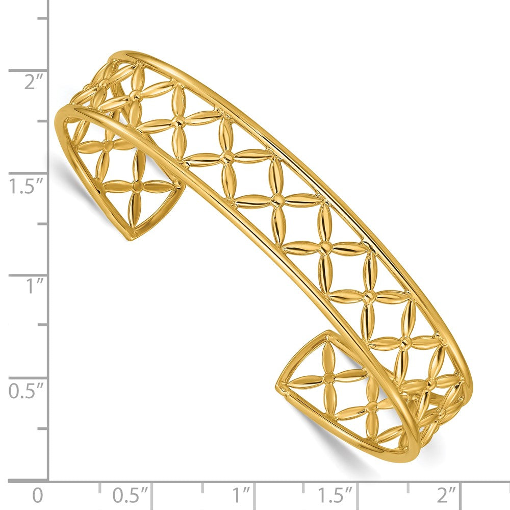 14K Polished Fancy Flexible Cuff Bangle