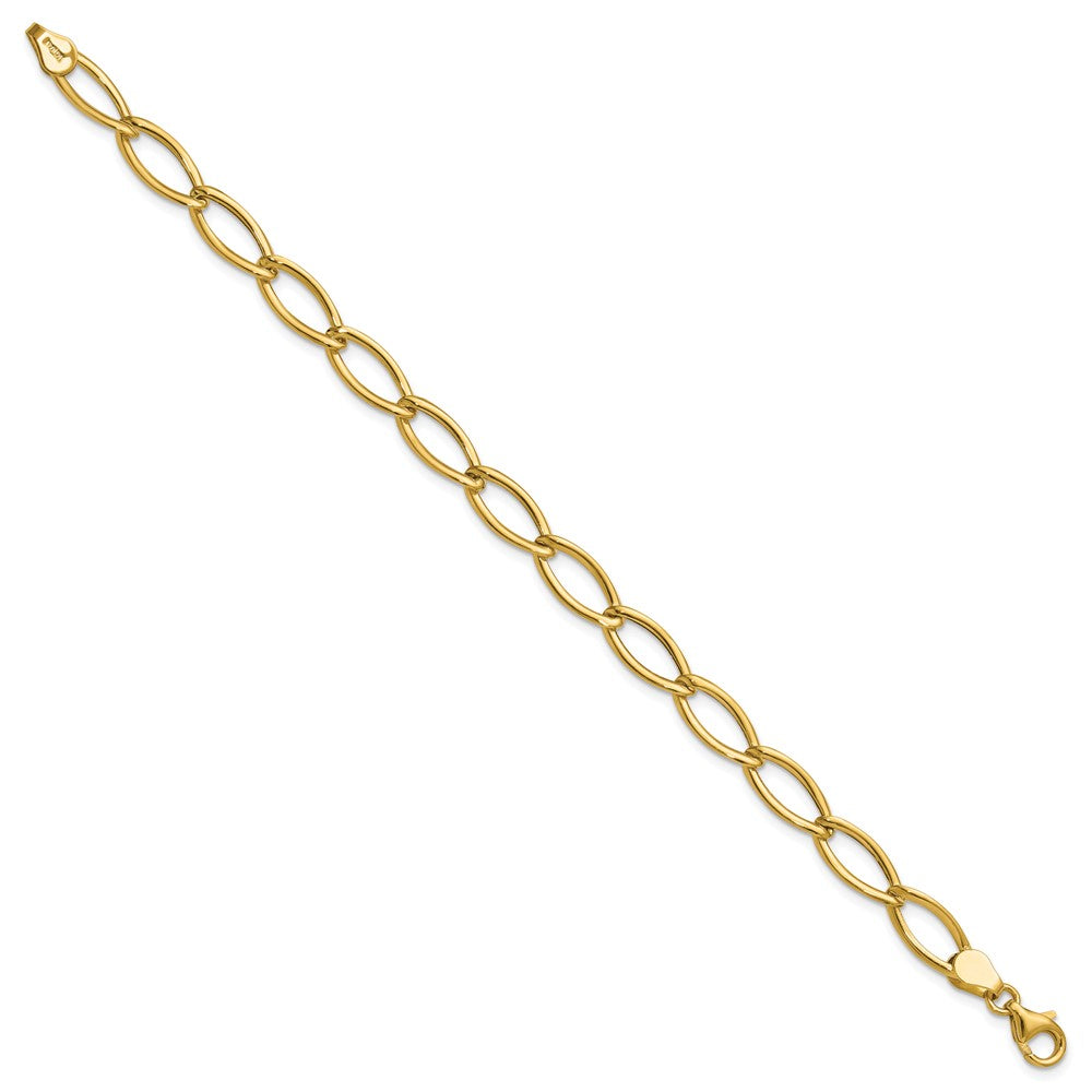 14K Polished Fancy Oval Link Bracelet