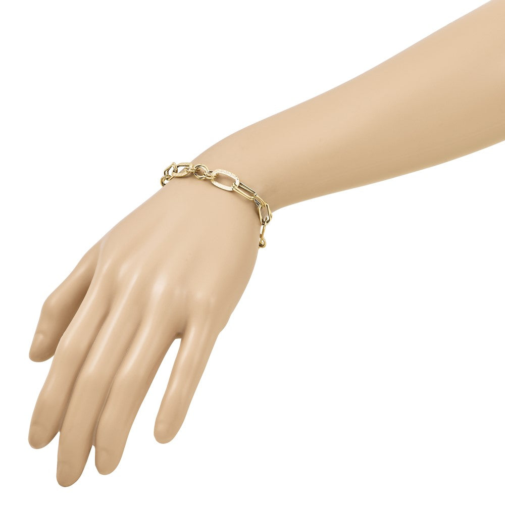14K Polished and Textured Fancy Greek Key Link Bracelet