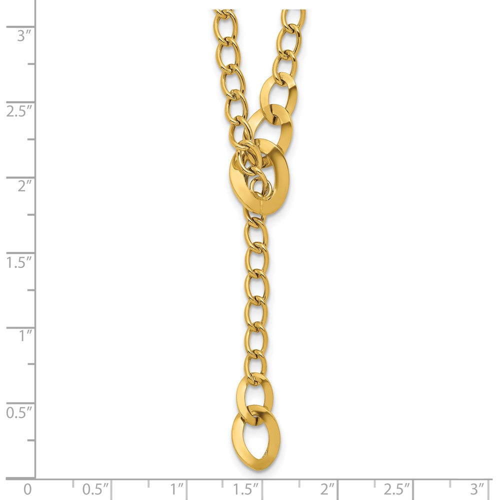14K Polished Fancy Curb Link Lariat Necklace