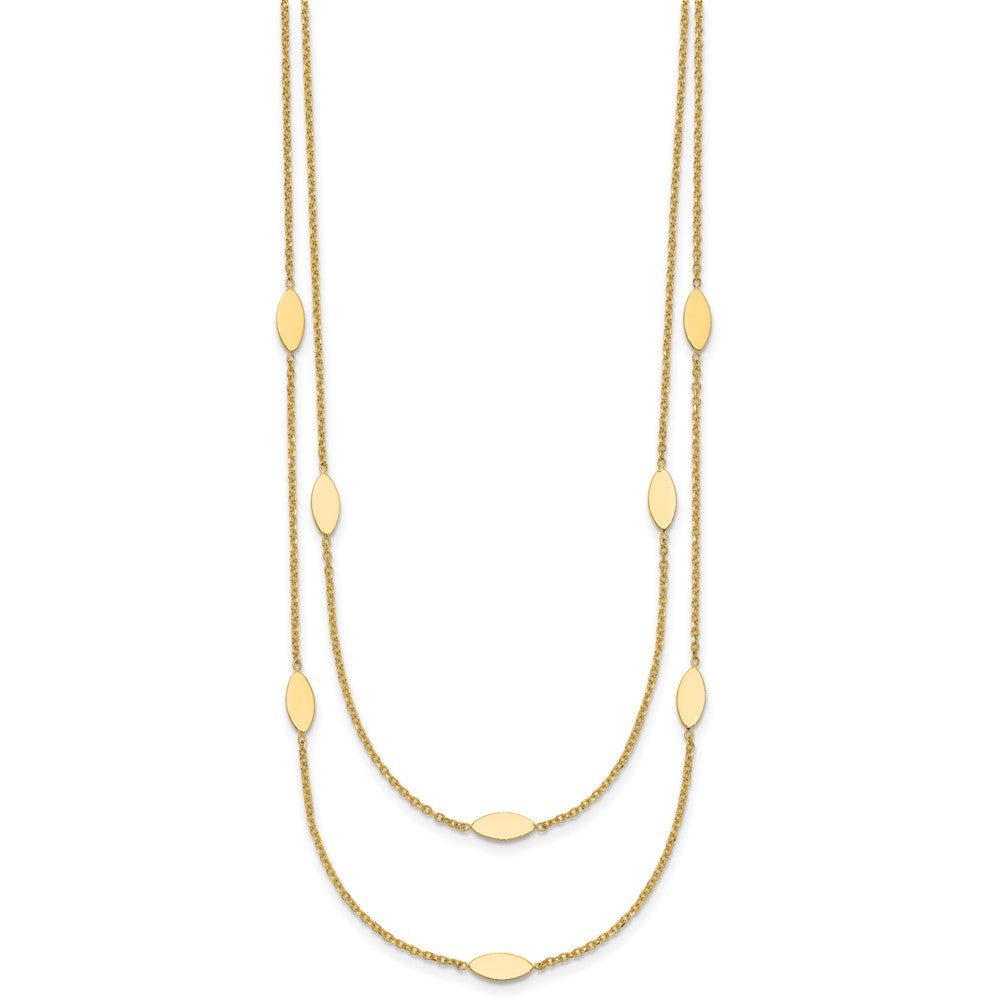 14K Polished Fancy 2-Strand Navette with 2in Ext. Necklace