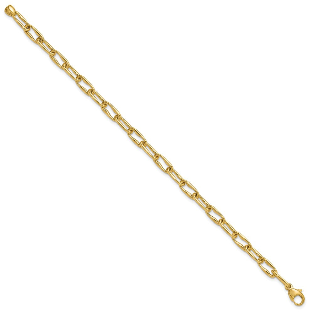 14K Polished Fancy Wavy Elongated Oval Link Bracelet