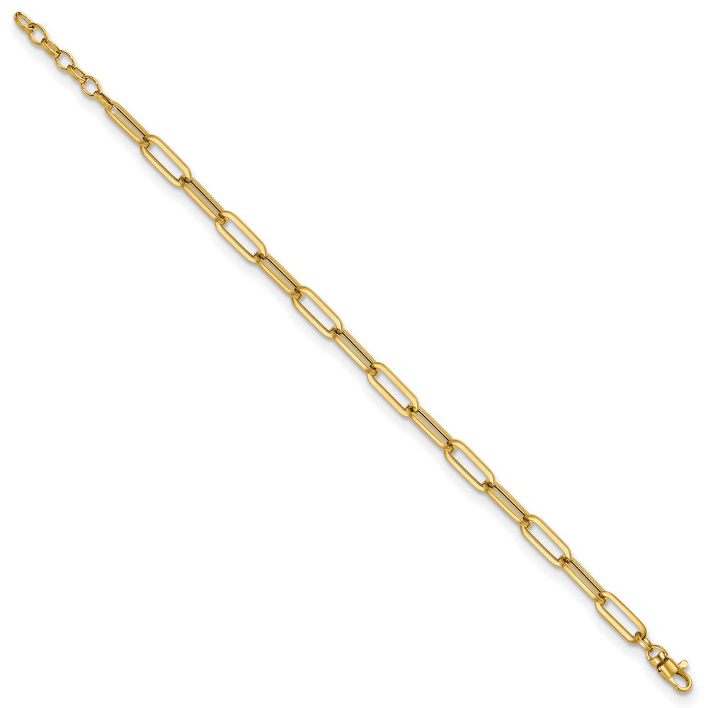 14K Polished Fancy Link with 1in ext Bracelet
