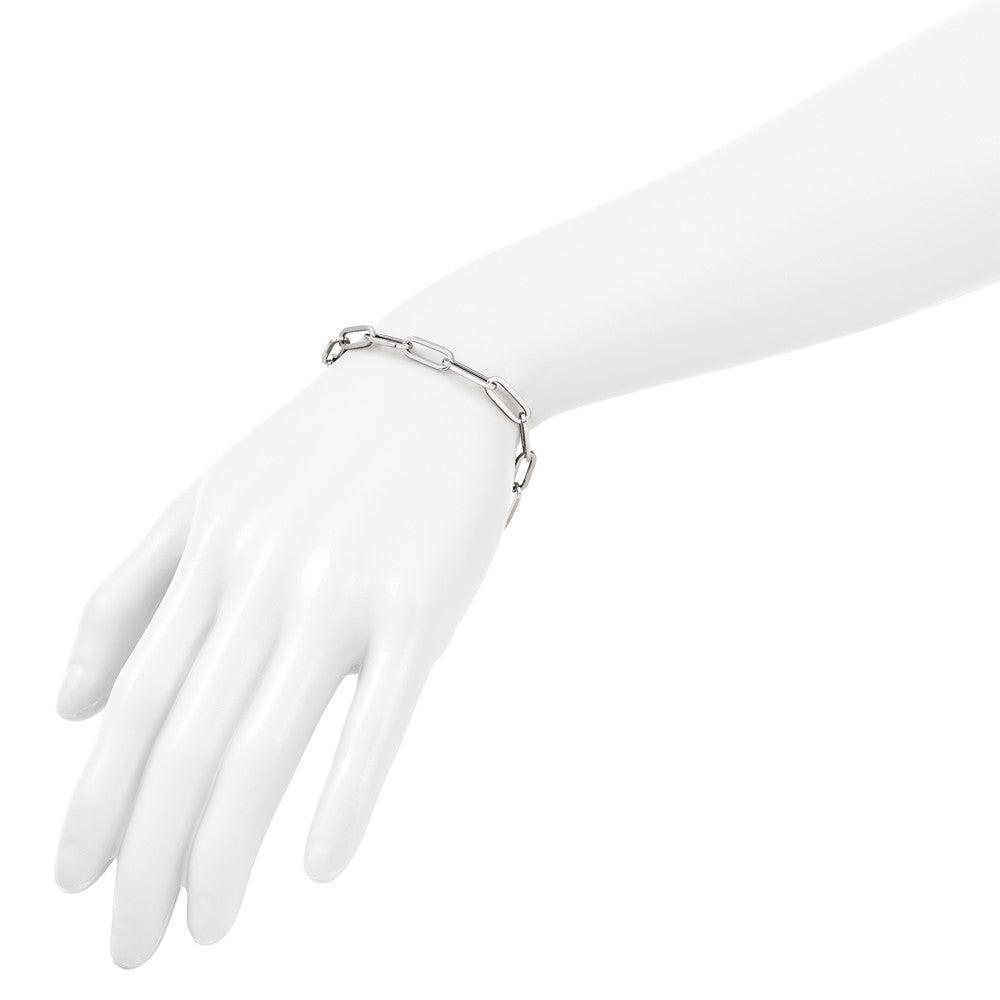 14K White Gold Polished Fancy Link with 1in ext Bracelet