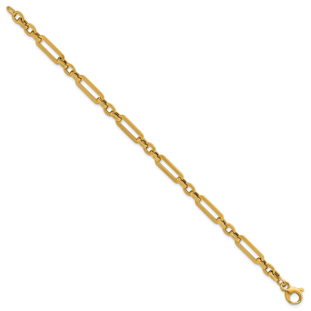 14K Polished Fancy Paperclip Link Bracelet