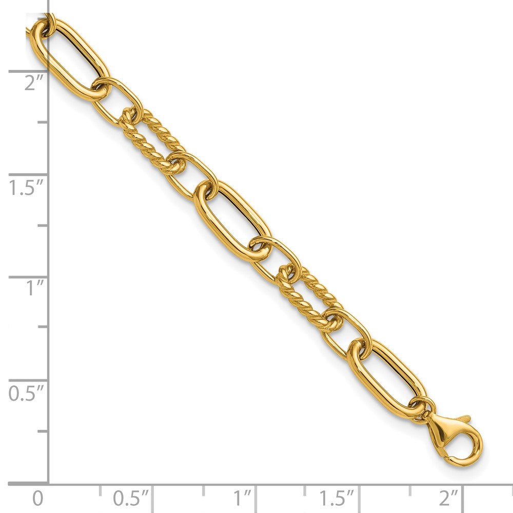 14K Polished and Twisted Fancy Link with .5in ext. Bracelet