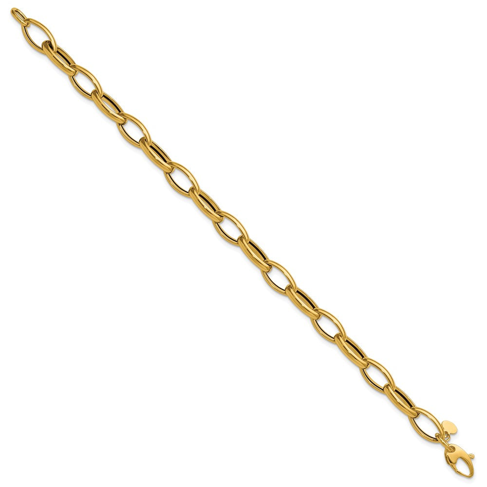 14K Polished Fancy Oval Link Bracelet