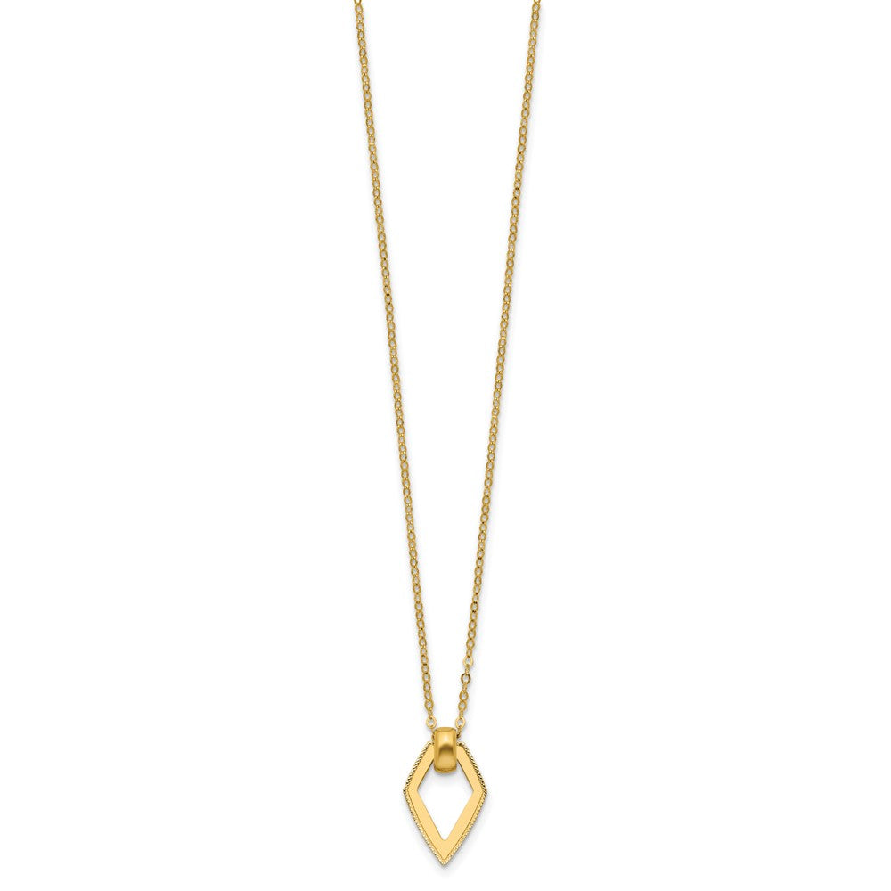 14K Polished Diamond Shape Pendant with 2in ext. Necklace