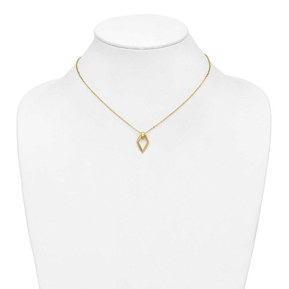 14K Polished Diamond Shape Pendant with 2in ext. Necklace