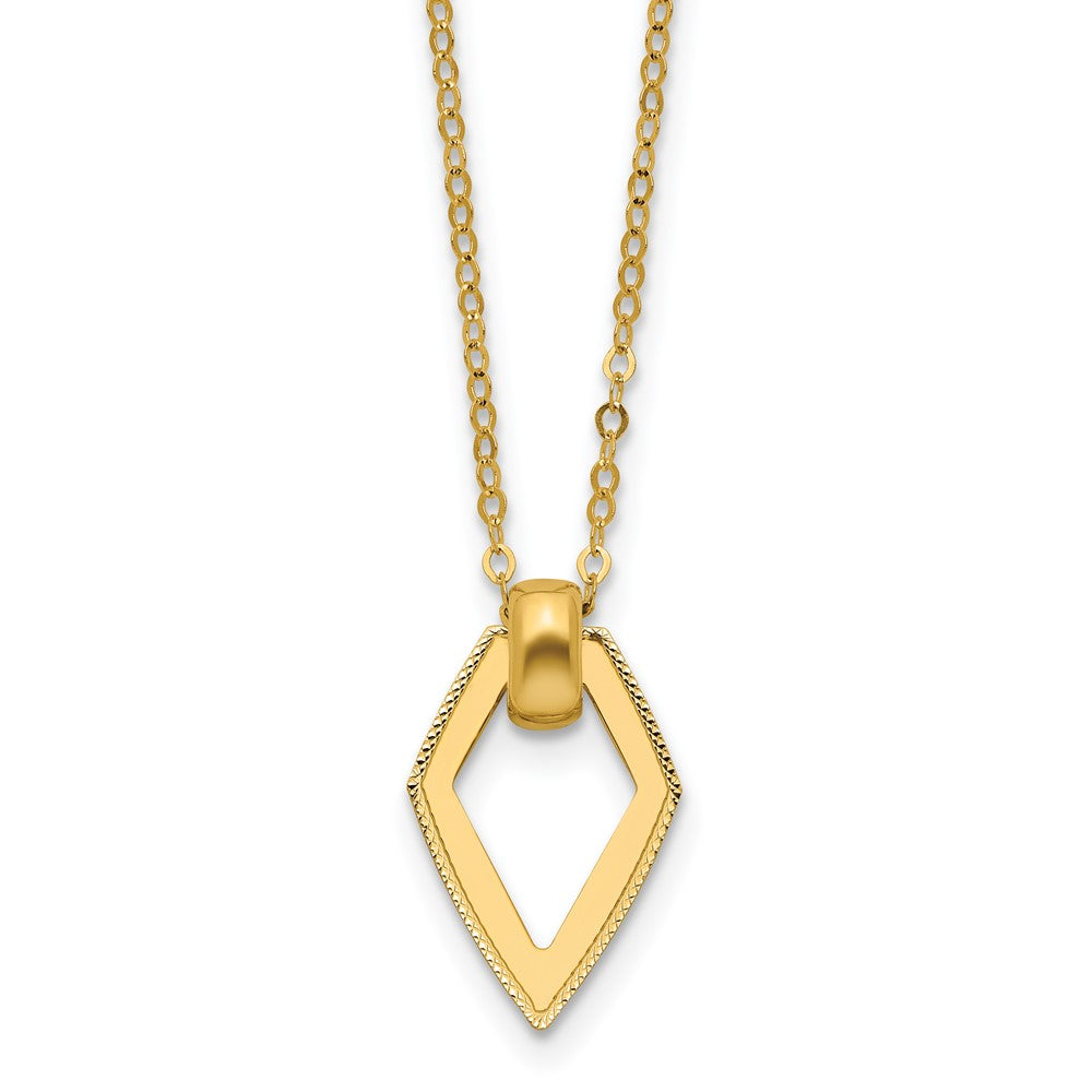 14K Polished Diamond Shape Pendant with 2in ext. Necklace