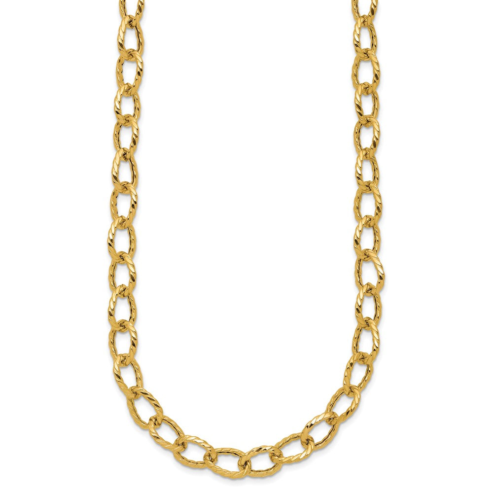 14K Polished and Twisted Fancy Link Necklace