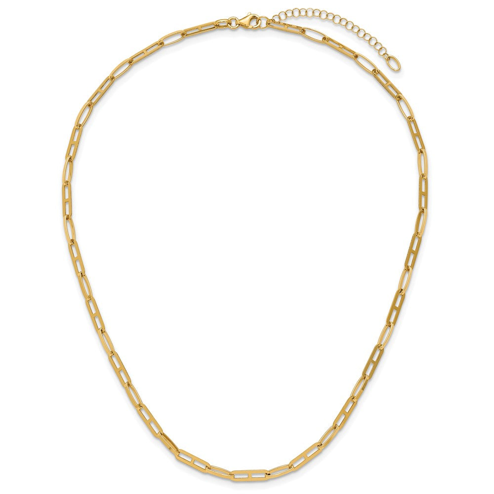14K Polished Fancy Link with 1.5in ext. Necklace