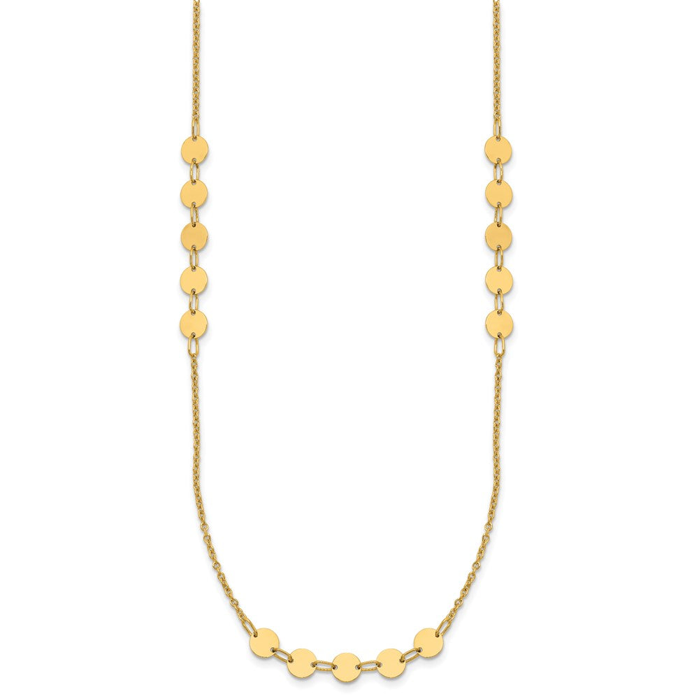 14K Polished Circle Disc with 2in ext. Necklace