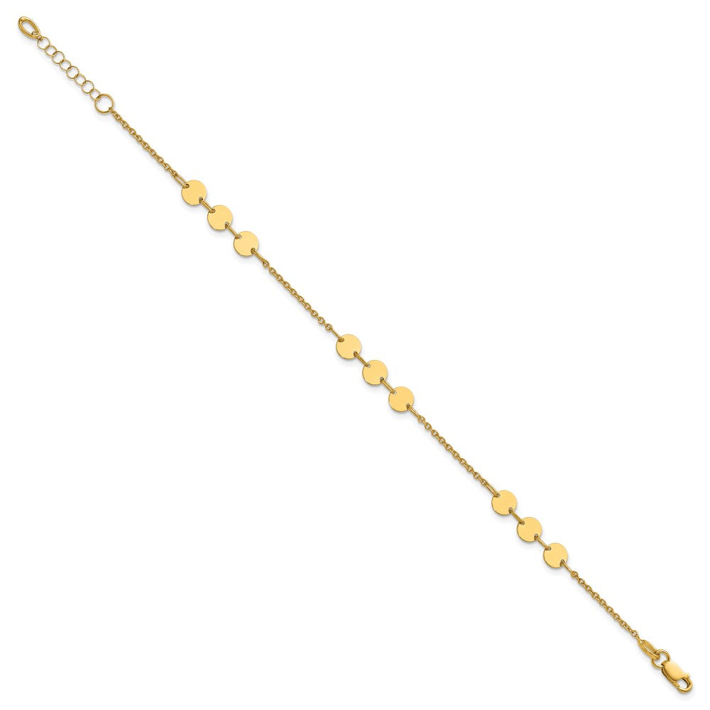 14K Polished Circle Disc with 1in ext. Bracelet