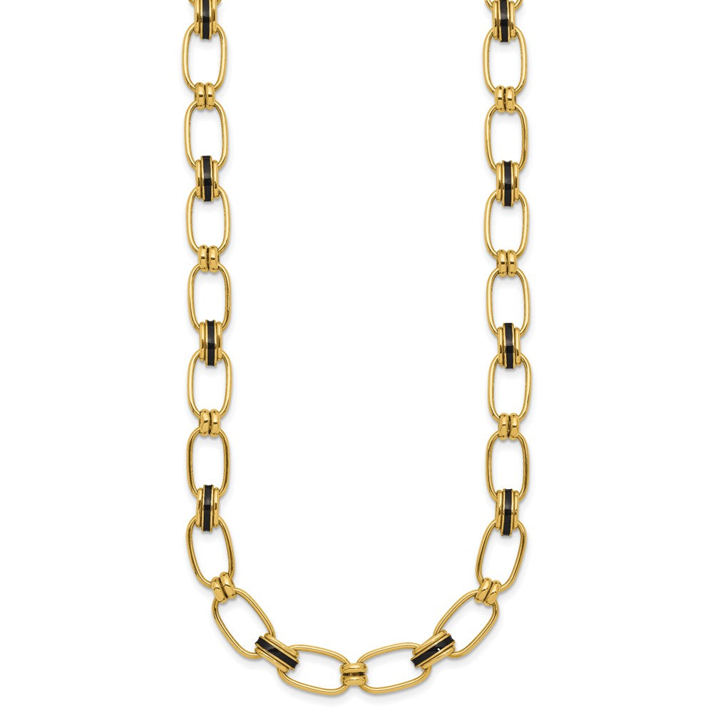 14K with Enamel Polished Fancy Oval Link Necklace