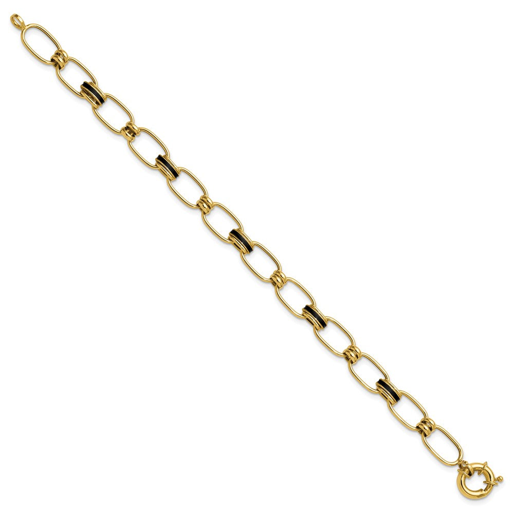 14K with Enamel Polished Fancy Oval Link Bracelet