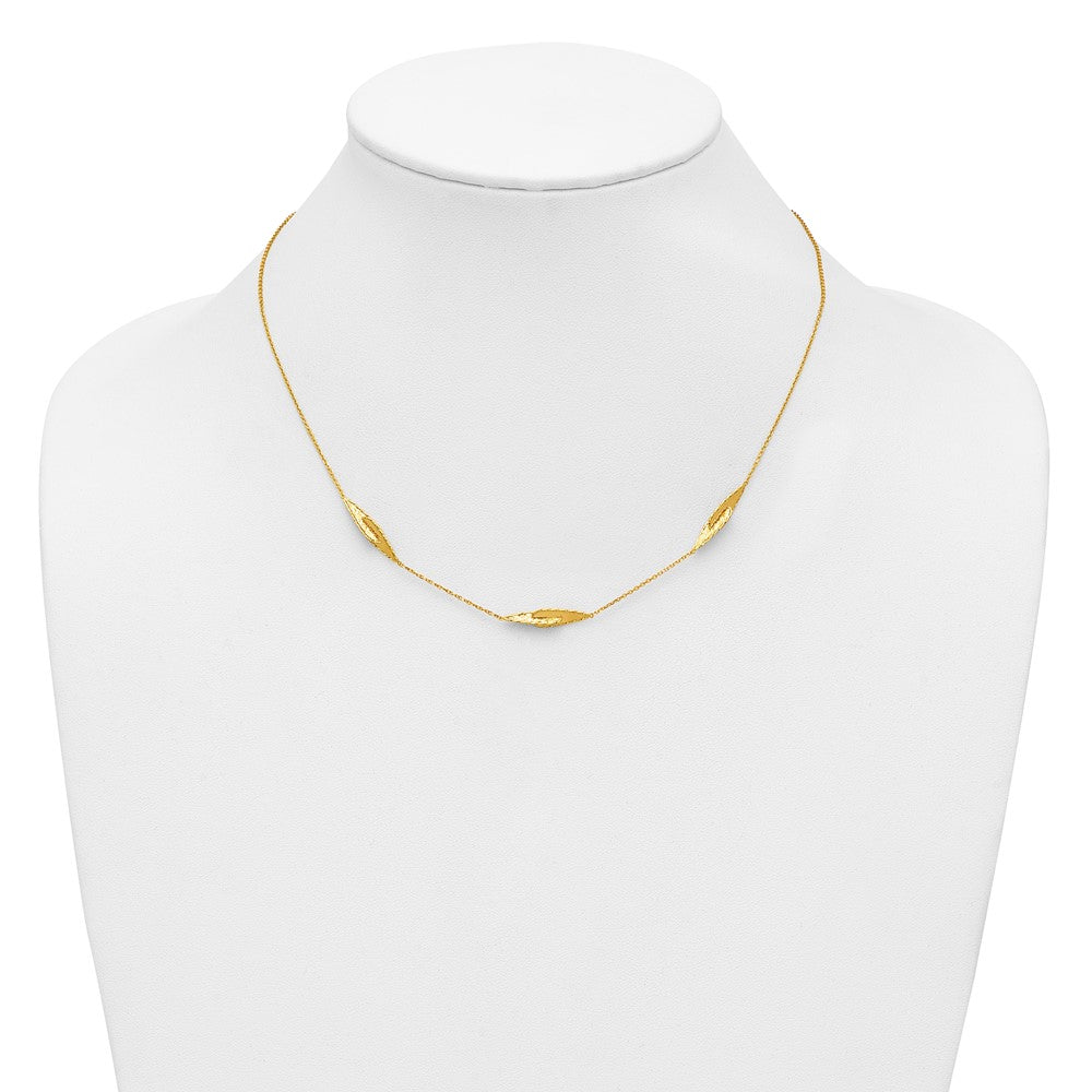 14K Polished and Diamond-cut Fancy Station Necklace