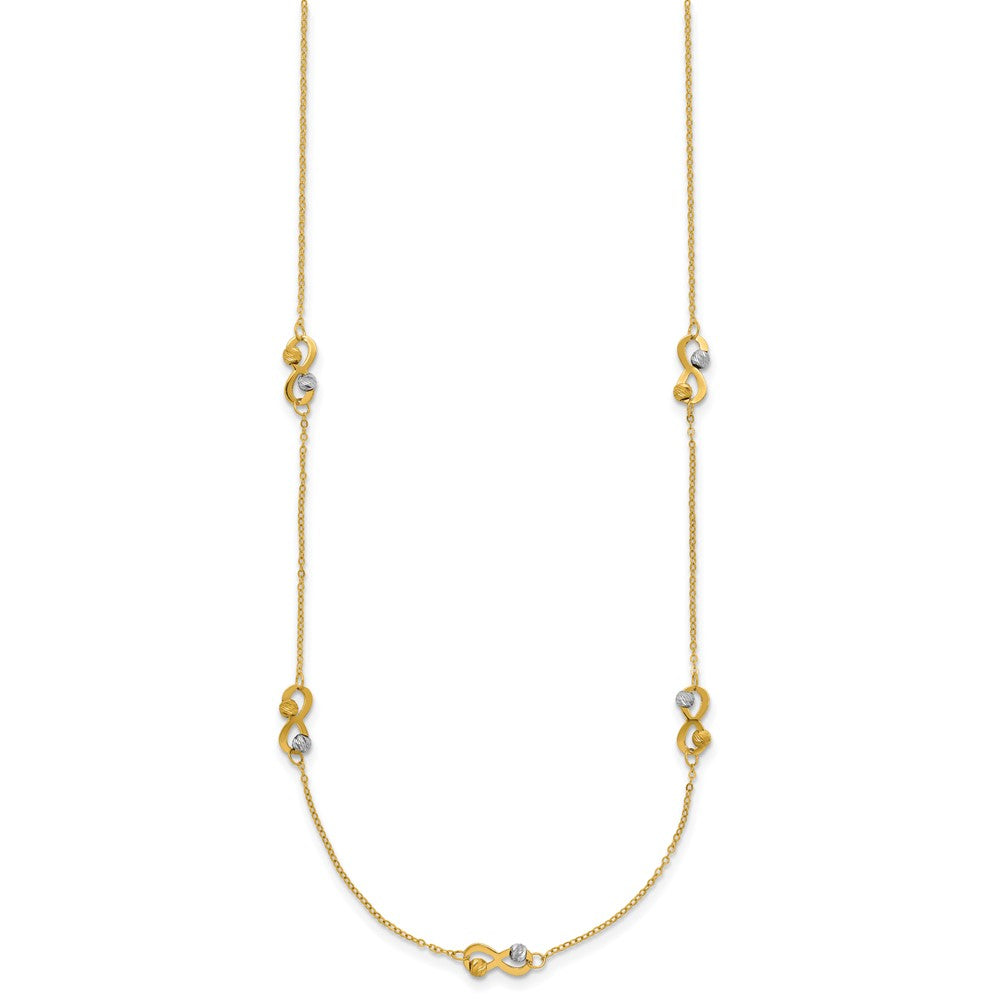 14K Two-tone Diamond-cut Beaded Infinity Station Necklace