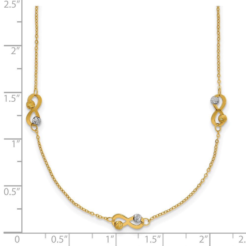 14K Two-tone Diamond-cut Beaded Infinity Station Necklace