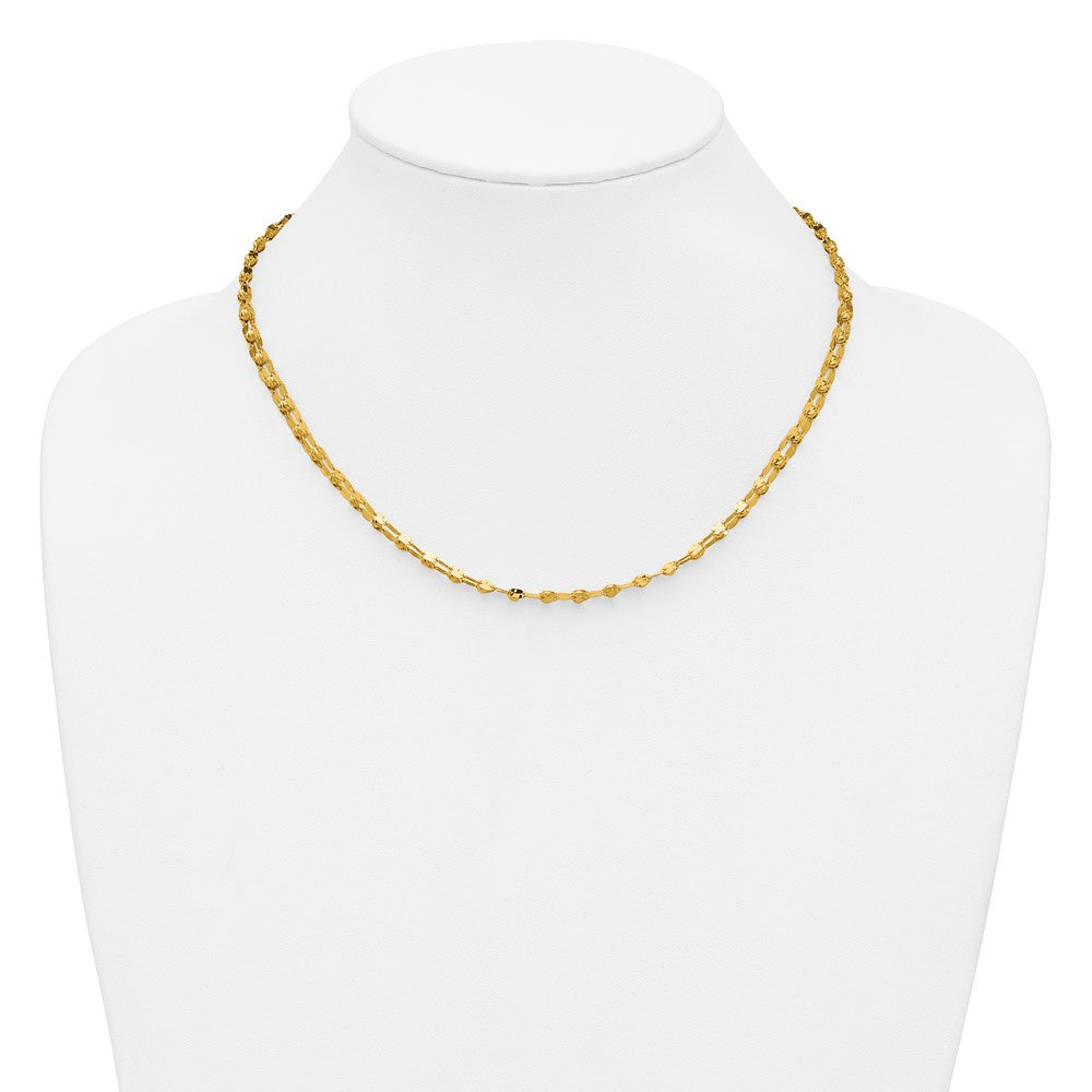 14K Polished and Diamond-cut Beaded Fancy Necklace