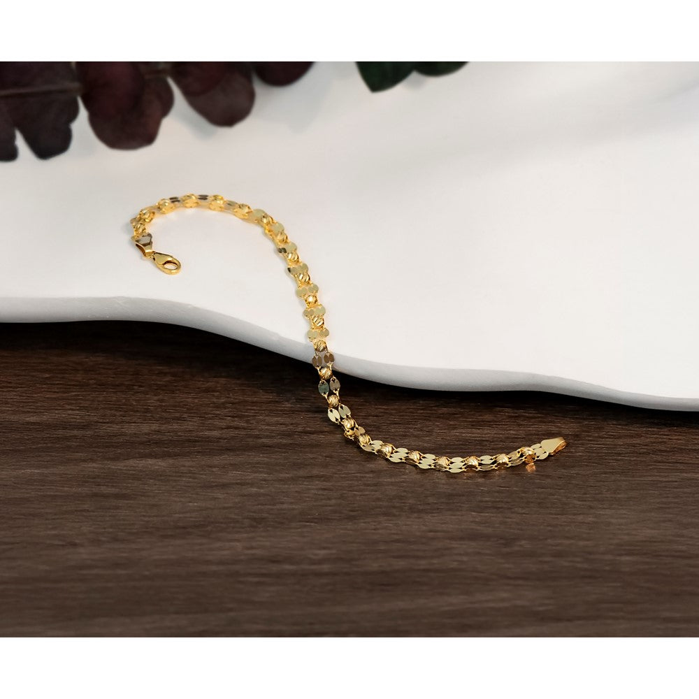 14K Polished and Diamond-cut Beaded Fancy Bracelet