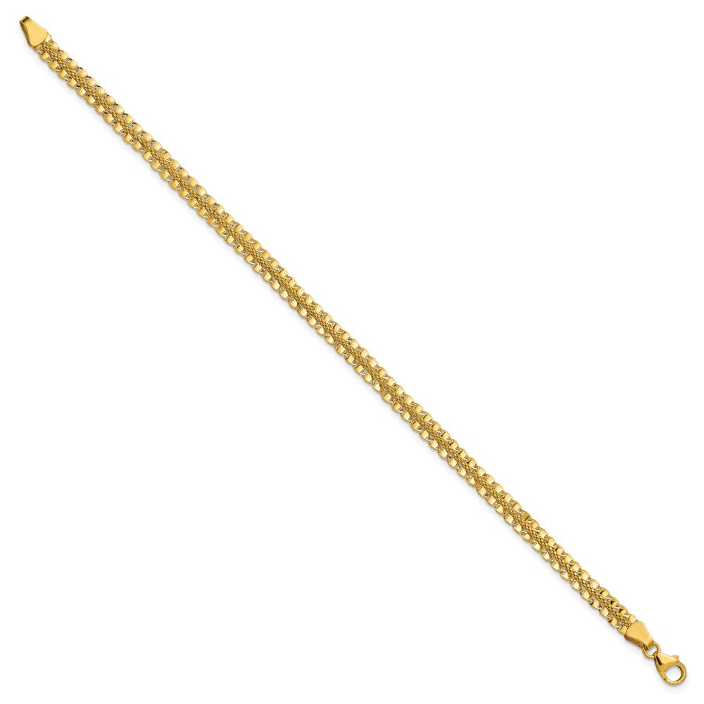 14K Polished and Textured Fancy Bracelet