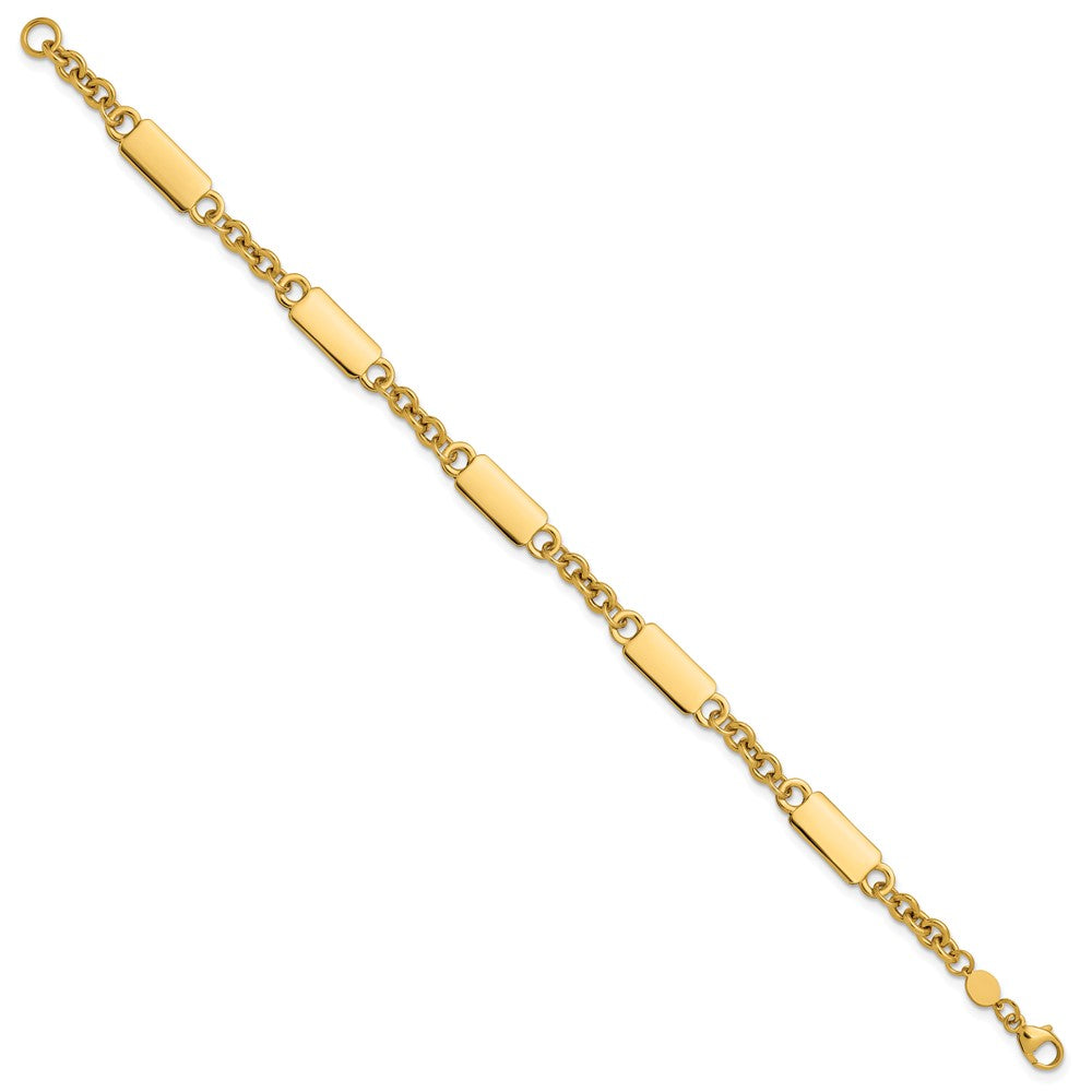 14K Polished Bar Station Bracelet
