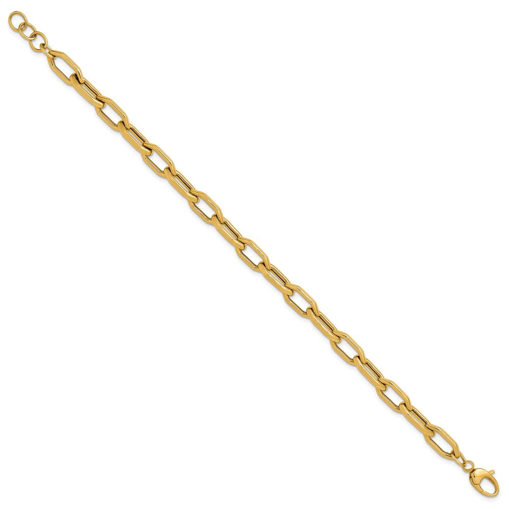 14K Polished Fancy Link with .5in ext. Bracelet