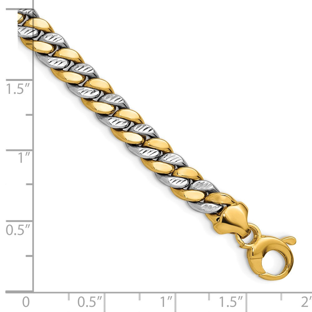 14K Two-tone Polished and Diamond-cut Fancy Link Bracelet