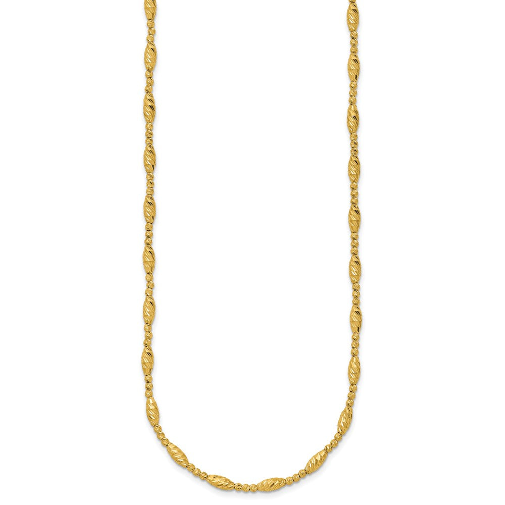14K Polished and Diamond-cut Beaded Fancy Necklace