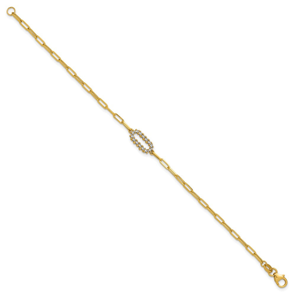 14K with White Rhodium Polished Paperclip Fancy Bracelet