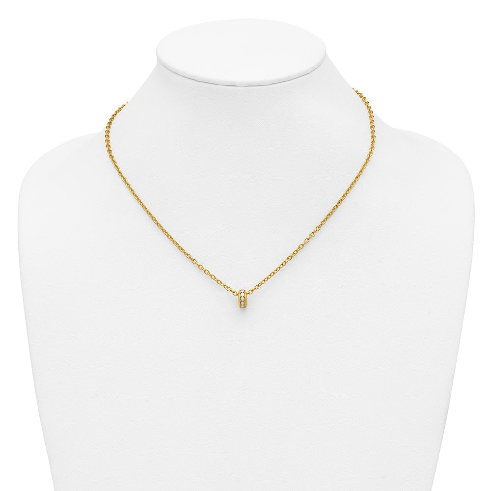 14K with White Rhodium Polished Circle Pendant Necklace