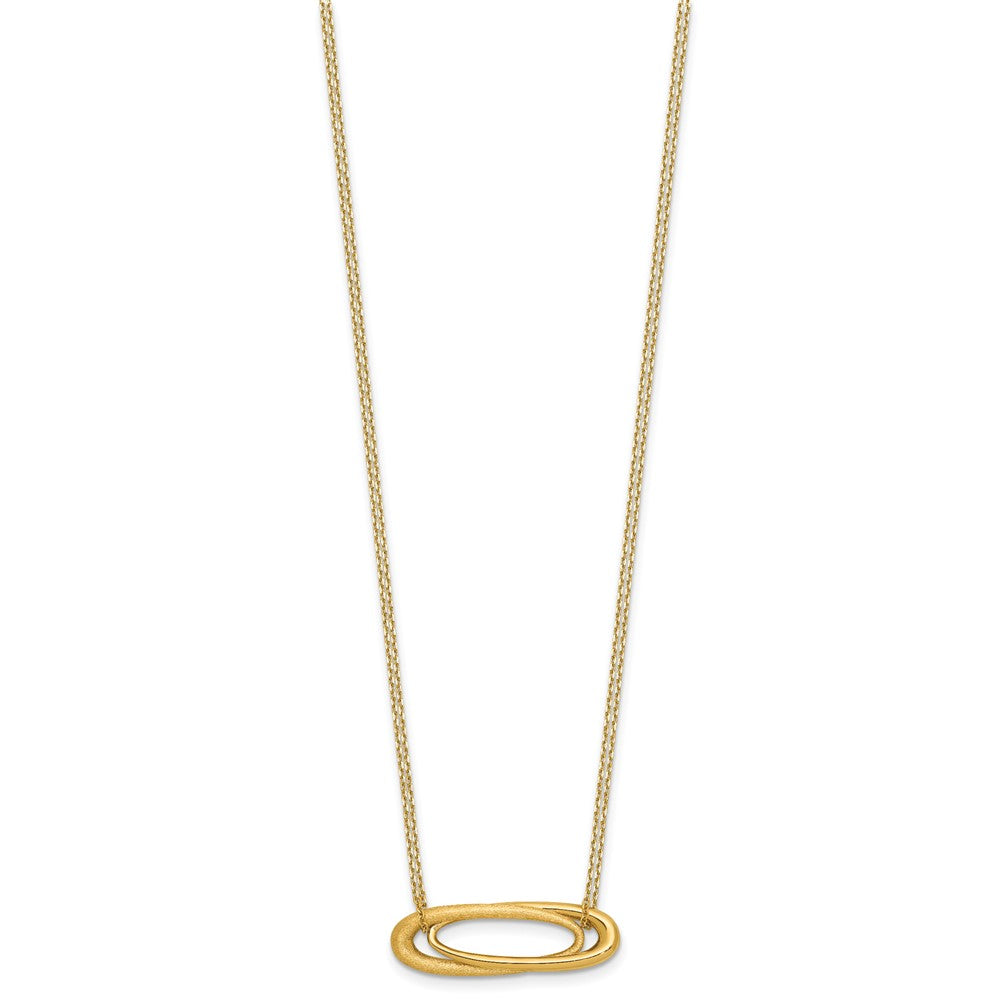 14K Polished and Brushed 2-Strand Fancy Oval with 2in Ext. Necklace