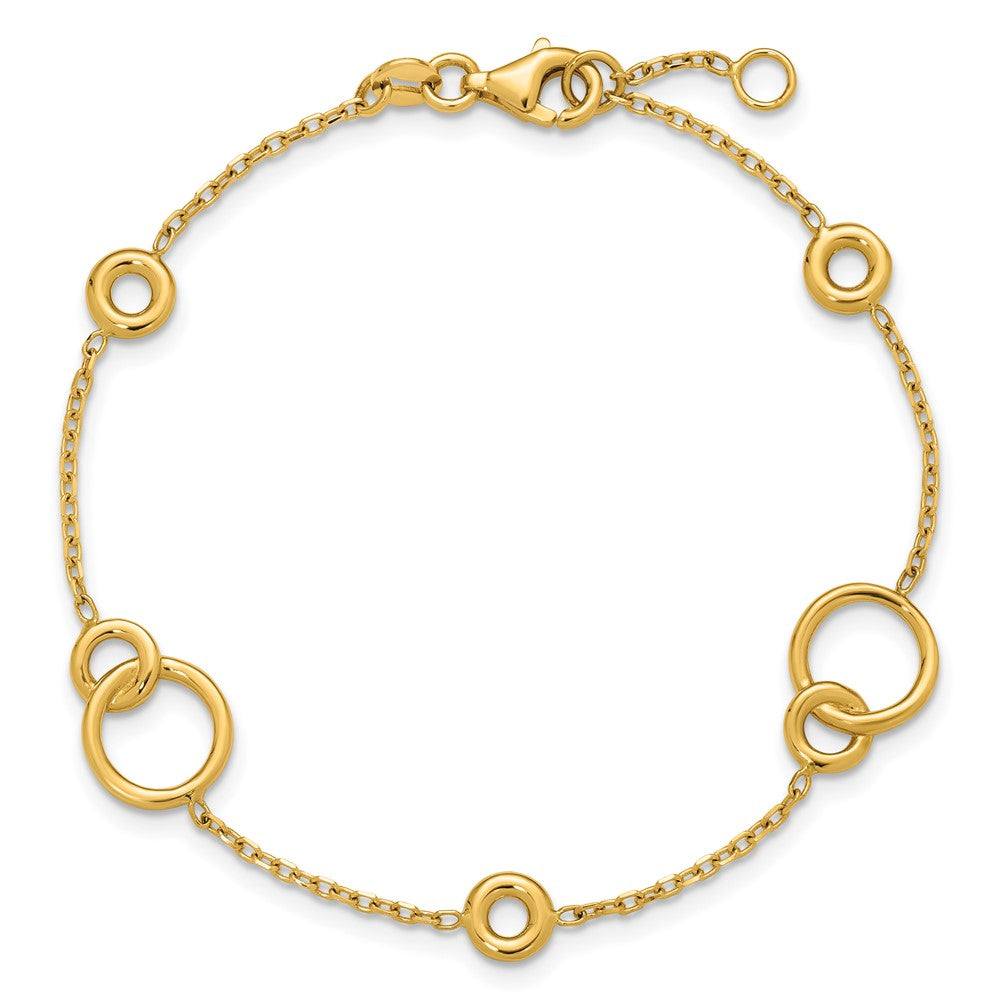 14K Polished Circle Station with .5in Ext. Bracelet