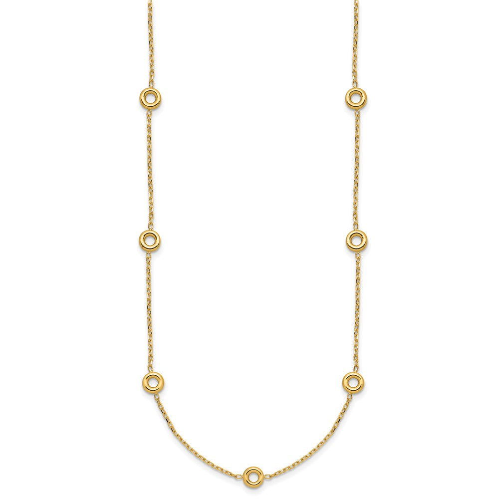 14K Polished Circle Station with 2in Ext. Necklace