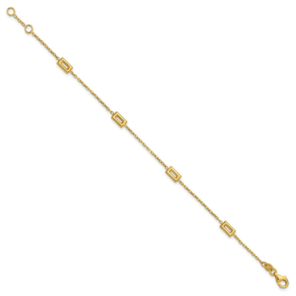 14K Polished Rectangle Station with .5in Ext. Bracelet