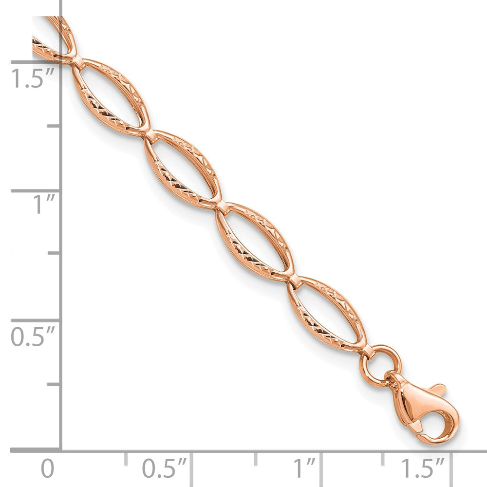 14K Rose Gold Polished and Diamond-cut Bracelet