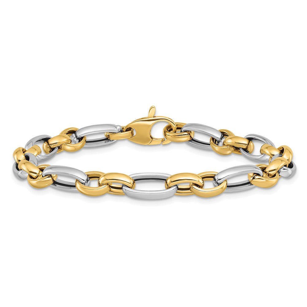 14K Two-tone Polished Fancy Link Bracelet
