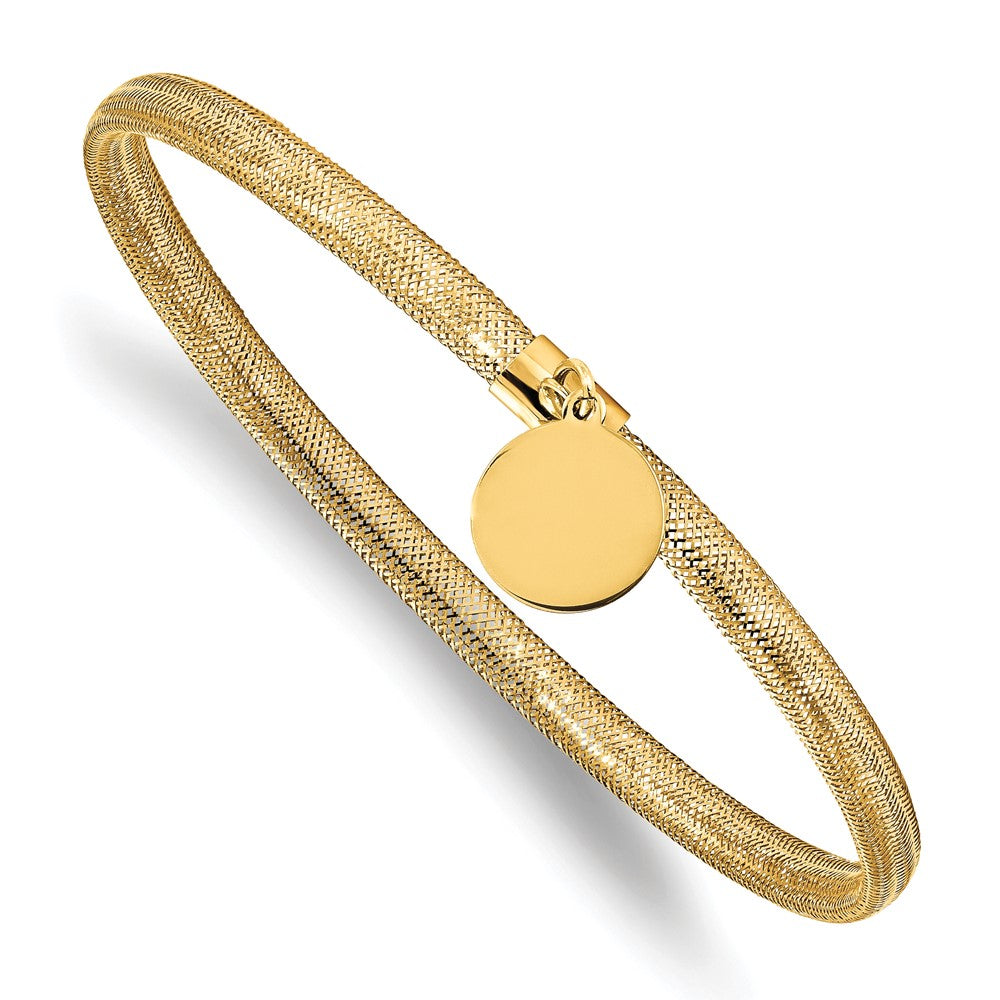 14K Stretch Mesh with Dangle Charm Bracelet