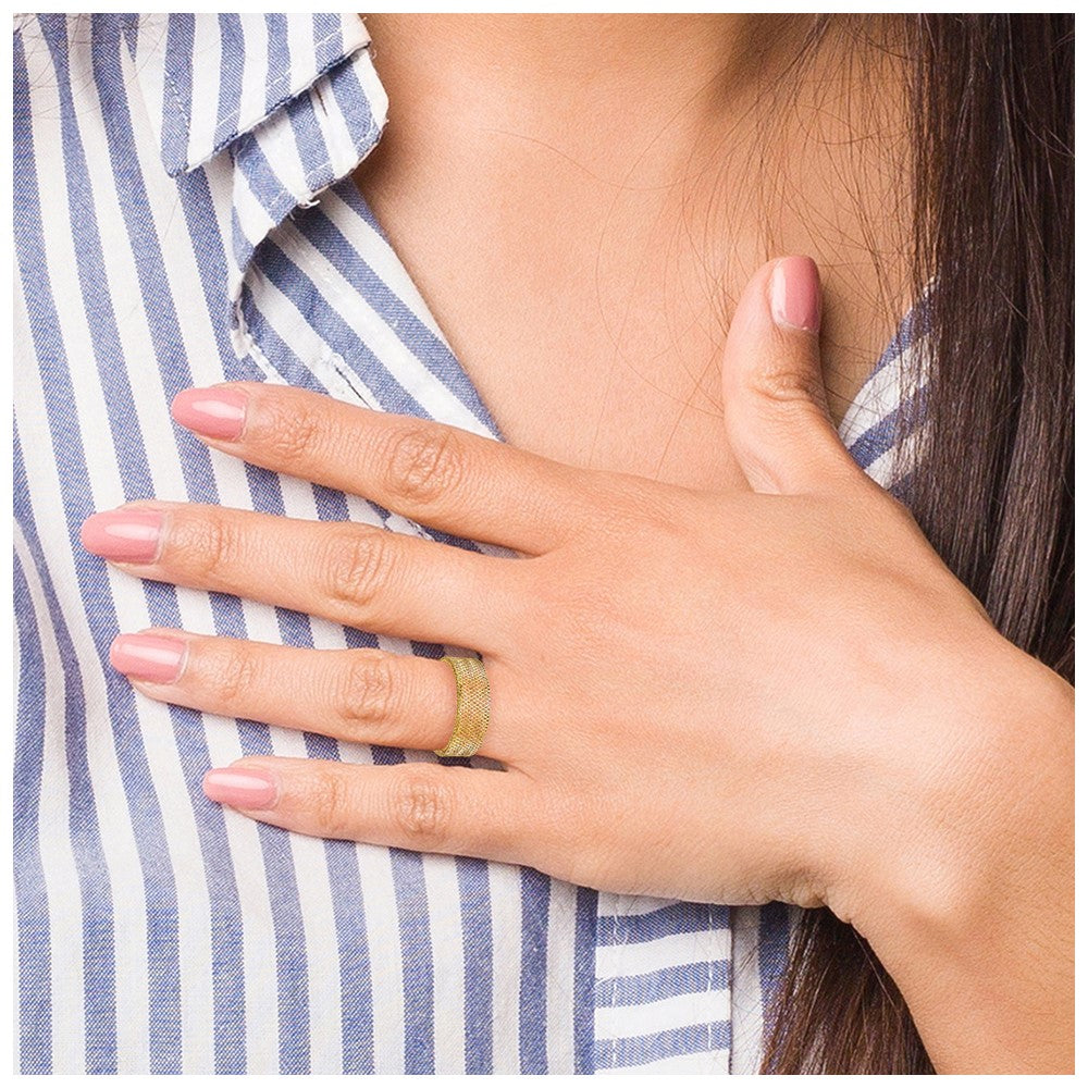 14K Polished/Textured Stretch Ring