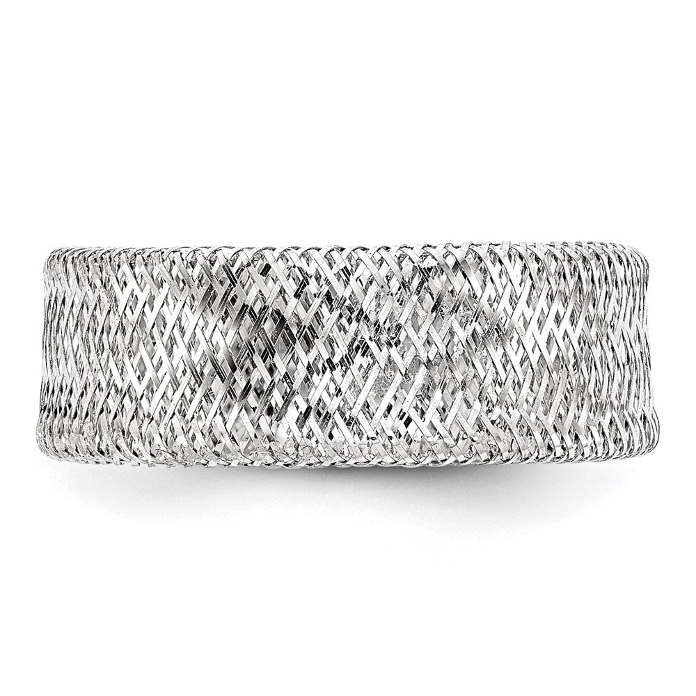 14K with White Rhodium-plating Stretch Ring