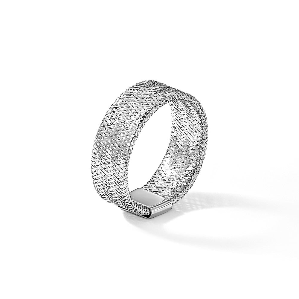 14K with White Rhodium-plating Stretch Ring