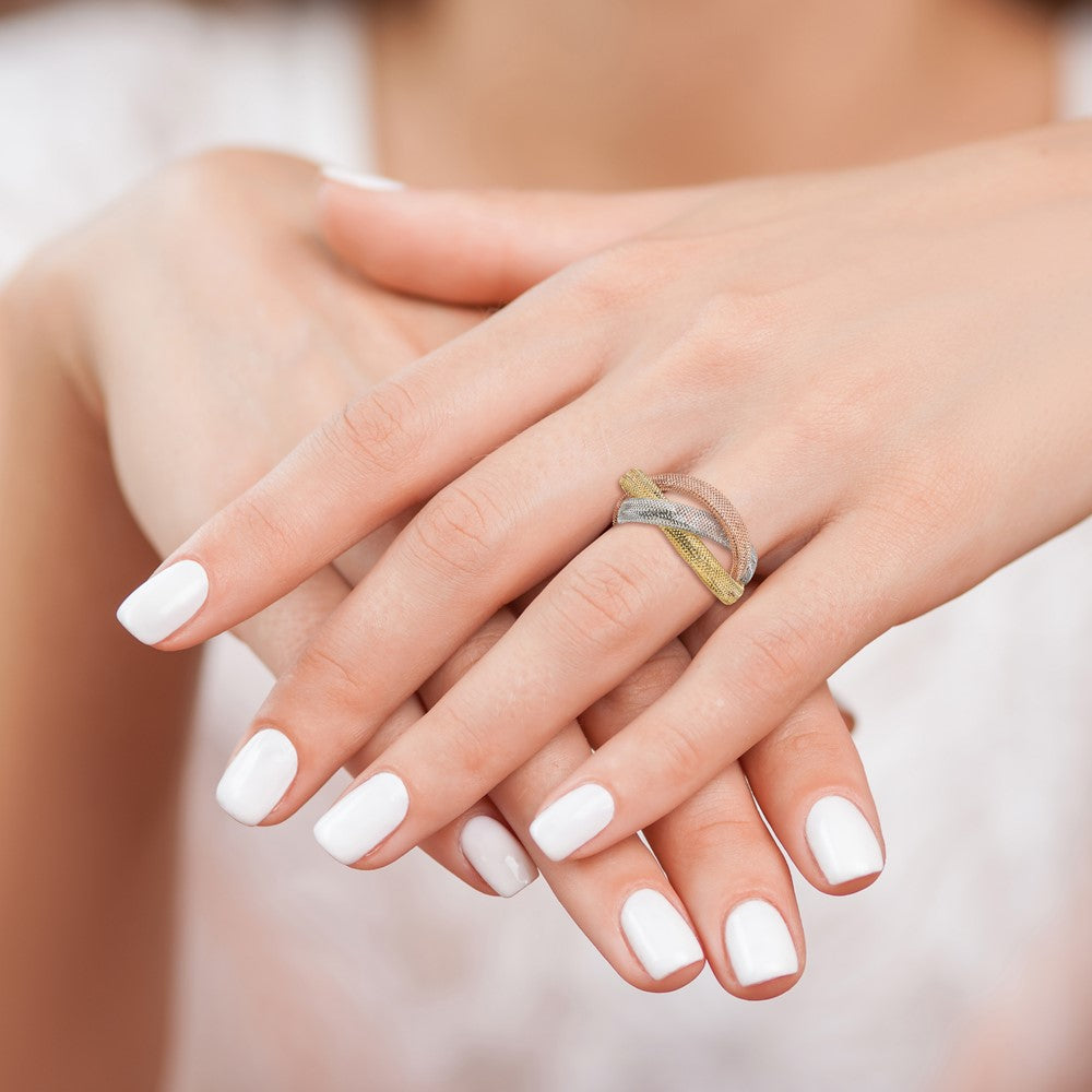 14K with White and Rose Rhodium Flexible Ring
