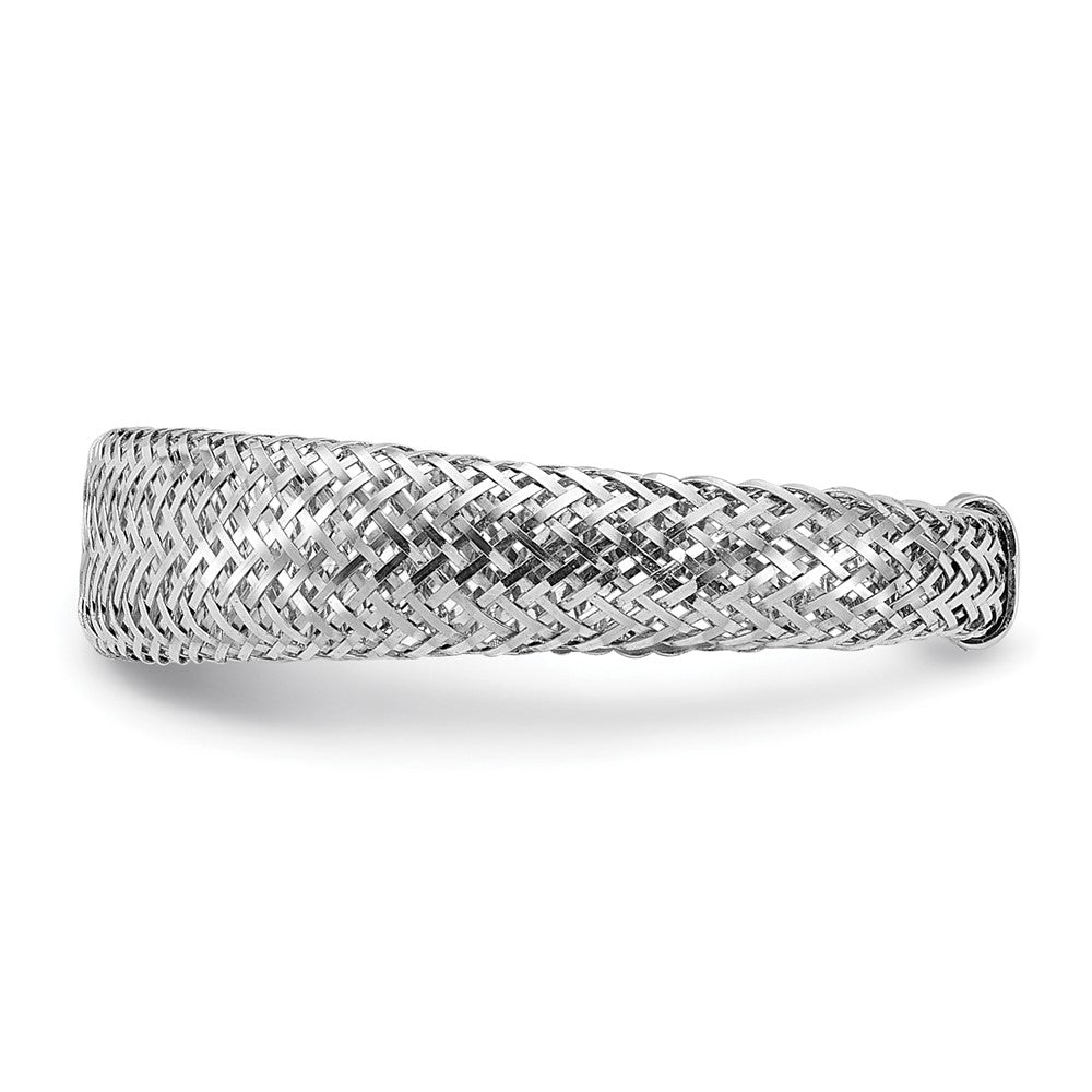 14K with Rhodium Mesh Tapered Stretch Ring
