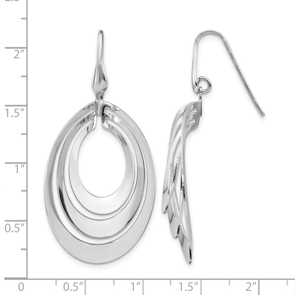 Sterling Silver Rhodium-plated Polished and Brushed Dangle Earring