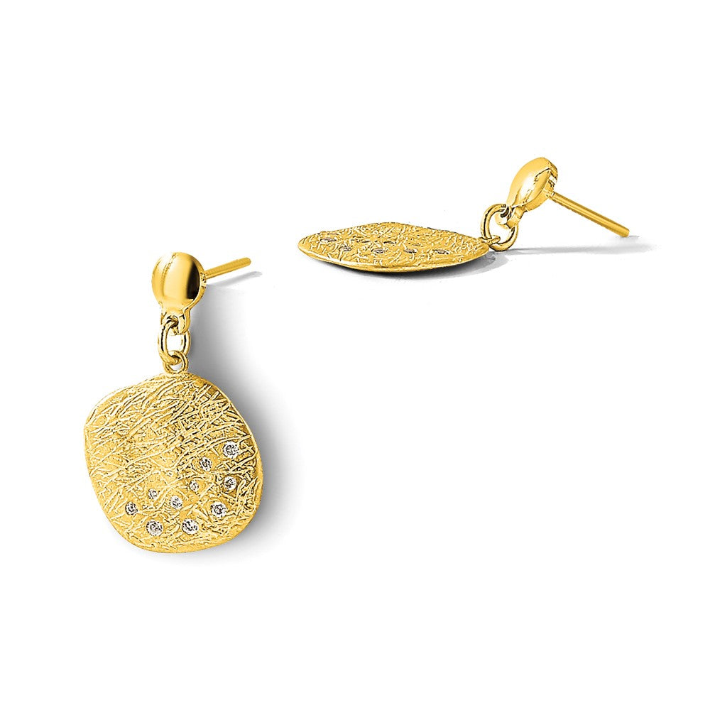 Sterling Silver Radiant Essence Gold-plated CZ Dangle Earrings